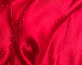Tela de seda morera pura cortada a medida / Seda natural, seda hecha a mano en Vietnam / Seda para confeccionar vestidos / Seda con estampado de lunares rojos