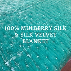 Pure Mulberry Silk Velvet Throw Blanket Quilt, Velvet Spread Luxury Silk Velvet Bedding, Housewarming Gift, Christmas Gift, Custom Available