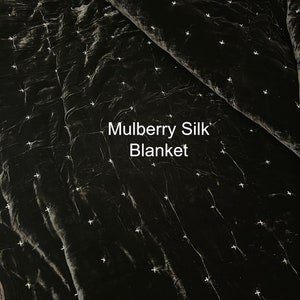 Pure Mulberry Silk Velvet Throw Blanket Quilt, Velvet Spread Luxury Silk Velvet Bedding, Housewarming Gift, Christmas Gift, Custom Available