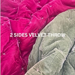 Silk Velvet Throw Blanket Quilt, Velvet Bedspread Luxury Silk Velvet Bedding, Housewarming Gift, Christmas Gift, Custom Available