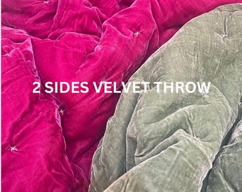 Silk Velvet Throw Blanket Quilt, Velvet Bedspread Luxury Silk Velvet Bedding, Housewarming Gift, Christmas Gift, Custom Available