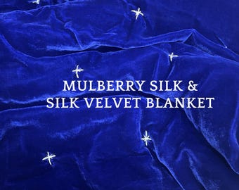 Pure Mulberry Silk Velvet Throw Blanket Quilt, Velvet Spread Luxury Silk Velvet Bedding, Housewarming Gift, Christmas Gift, Custom Available