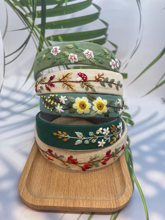 4 Piezas De Diadema Bohemia Bordada A Mano Con Flores Bohemias, Diademas Anchas De Estilo étnico Vintage Para Mujeres Y Niñas, Accesorios Para El Cabello | En Línea