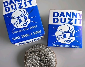 Vintage Danny Duzit Stainless Steel Sponge NOS Lot 2 Kitchen Scrubber