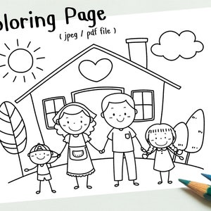 Happy Doodle Family , Kid Stick Figure, Mom Dad Son Daughter, Outline ...