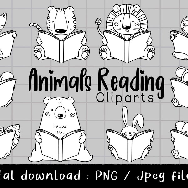Animal des bois lisant un livre Clipart, Clipart animal amoureux des livres, lecture Animal Clipart, bébé pépinière animal, téléchargement PNG Transparent