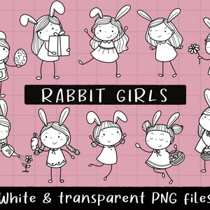 Picksell Rabiit Doodle Rabiit Girls Clipart,stick Figure Clipart,friend Clipart,outline ...