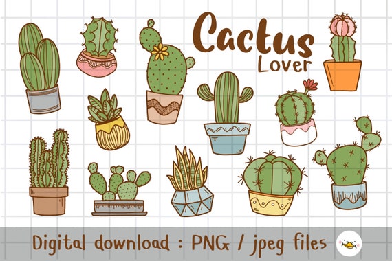 Doodle Cactus Cliparts, Succulent Clipart Set, House Plants Clipart, Hand  Drawn Digital Image, Printable Digital Clipart Set, Commercial Use - Etsy