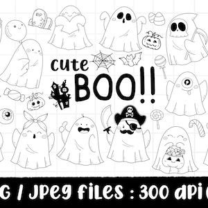 Cute BOO Clipart, Cute Halloween Clipart, Ghost Clipart, Pumpkin PNG, PNG Download, printable digital clipart set