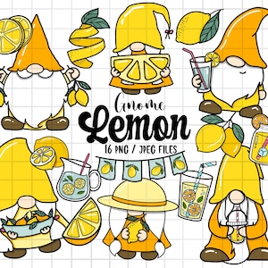 Gnome Lemon Clipart, Spring Lemon, lemoniada clipart, Fresh lemon cliparts, PNG Downloa, zestaw cyfrowych clipartów do druku, wykorzystanie komercyjne