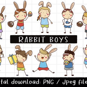 Doodle Rabiit Boys Clipart,Stick Figure Clipart,friend clipart,outline Doodle, PNG Download, printable digital clipart set, commercial use