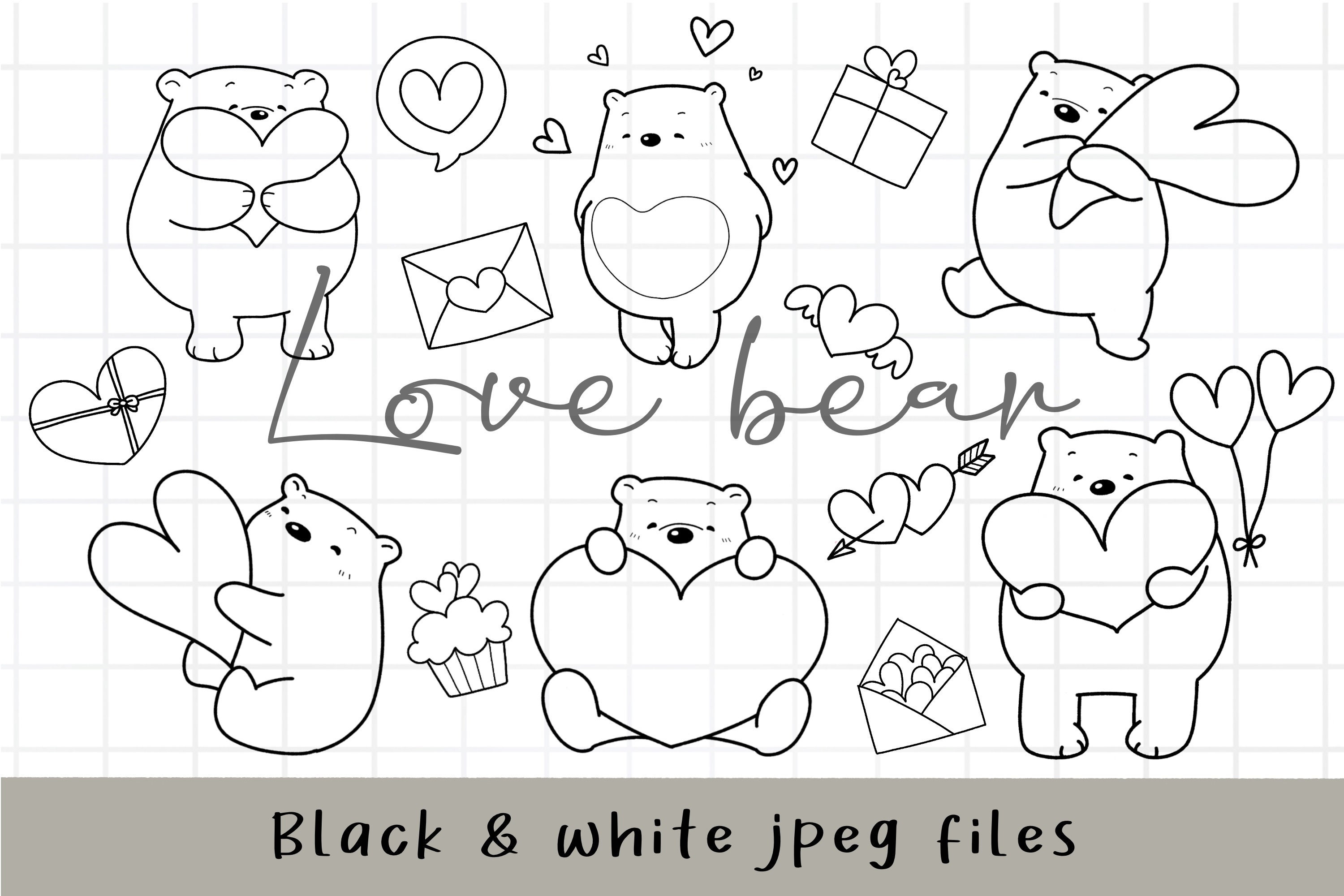 Love Bear Clipart Valentine's Day Teddy Bear Teddy Bear Etsy