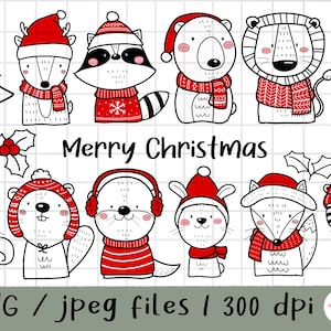 Chrismas Woodland Clipart,Winter clipart, Happy Holiday clipart, Christmas Gift Clipart, Christmas draw png, printable digital clipart