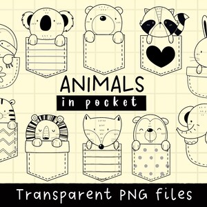 Animal in the Pocket Clipart, Cute Animal, Woodland Animal, Baby ...