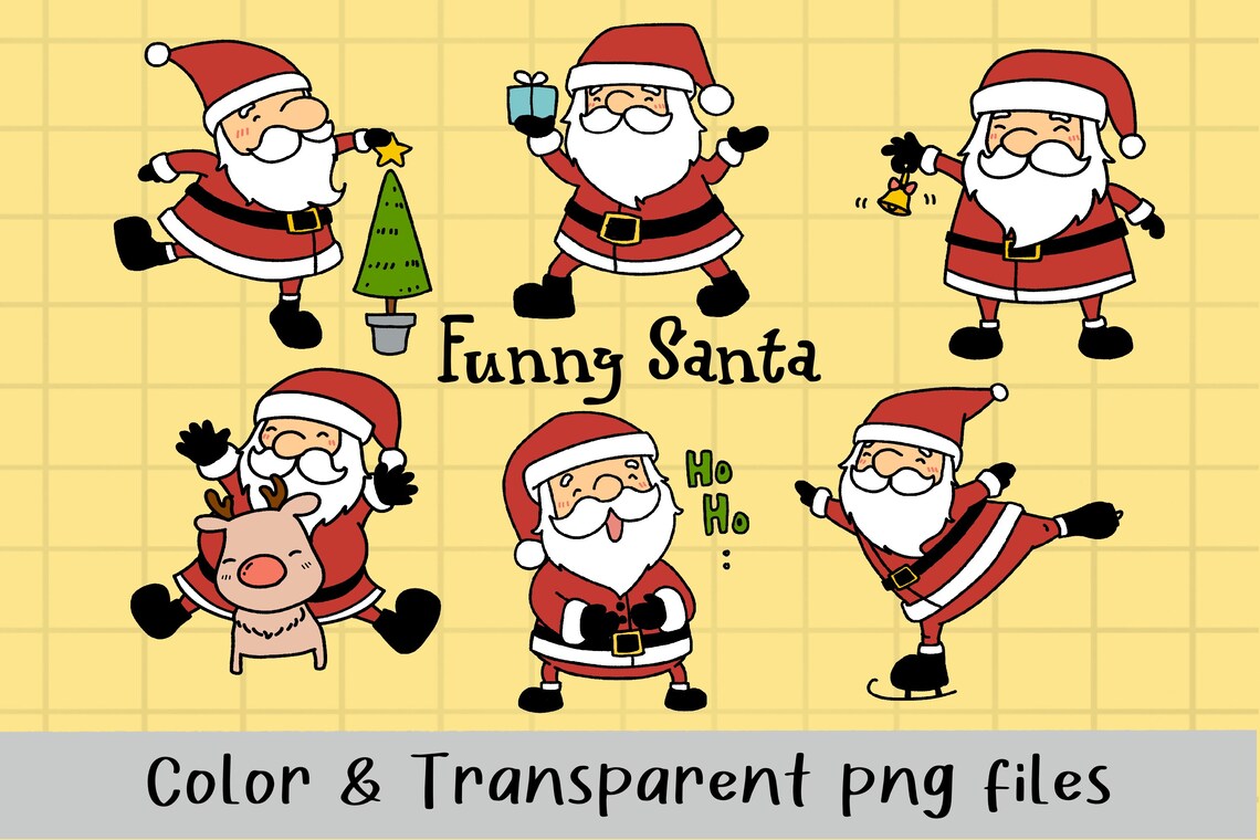 Funny Santa Clipart, Cute Santa Claus Clipart, Merry Christmas Clipart ...