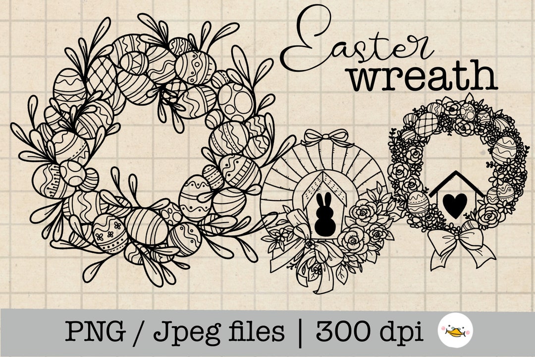 Easter Wreath Clipart With Eggs, Flowers/ Spring Easter Floral Round ...