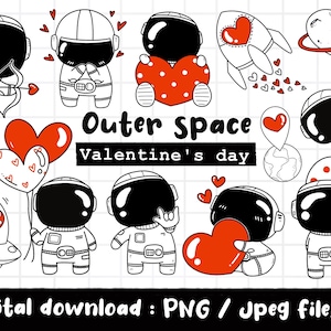 Imágenes Prediseñadas del espacio exterior de San Valentín, astronauta de San Valentín, astronauta enamorado, imágenes prediseñadas del corazón, descarga PNG transparente, descarga digital imprimible