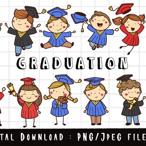 Graduation Doodle Boy and Girl Clipart, Stick Figure Clipart, clipart ami, PNG Télécharger, ensemble de cliparts numériques imprimables, utilisation commerciale