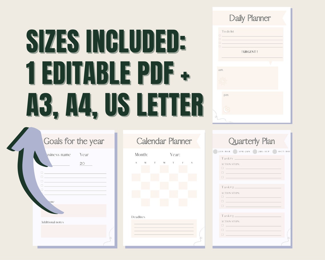 Printable Planner for Bloggers, Daily Planner, Business Planner, Small ...
