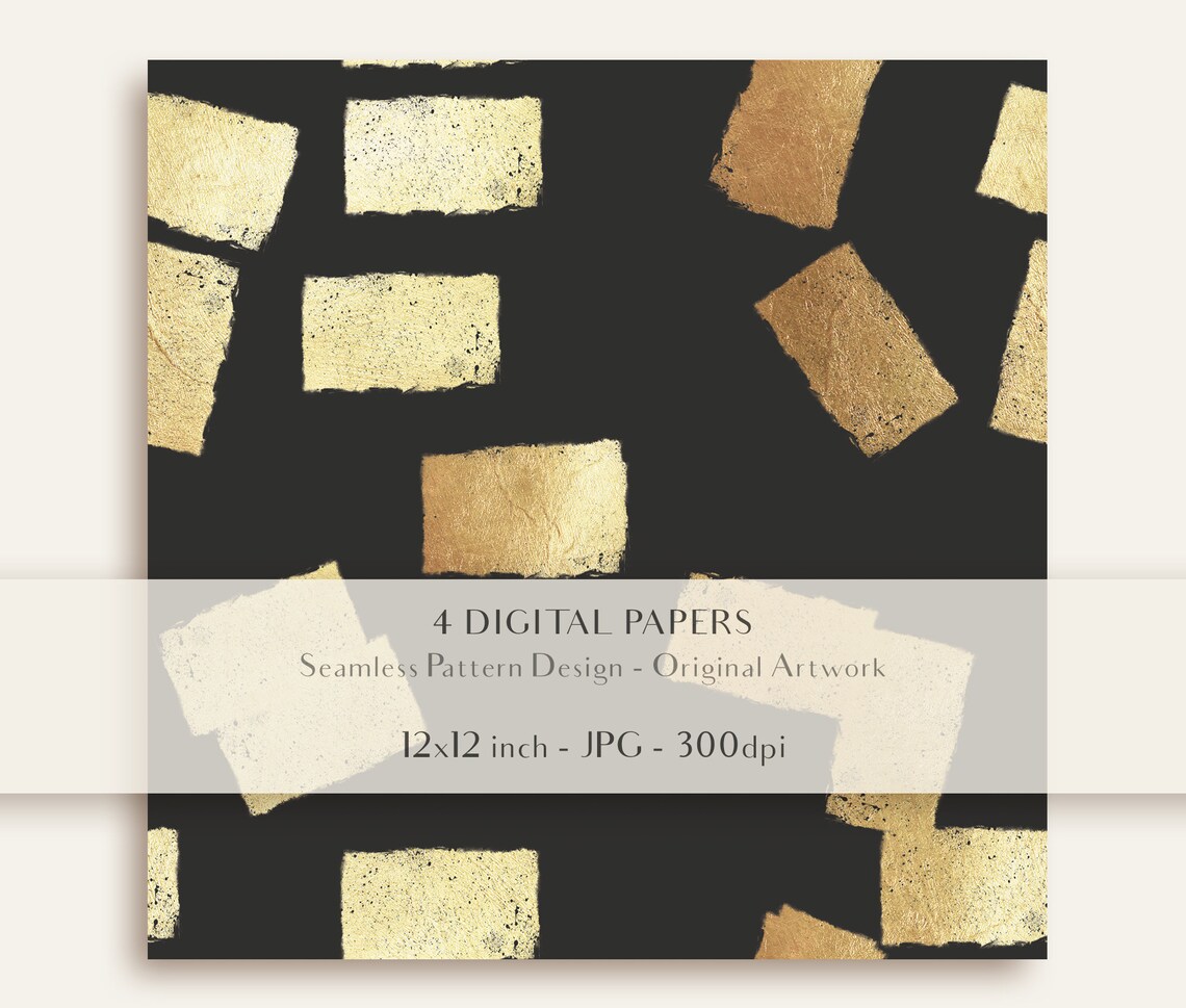 Digital Paper Seamless Pattern Black Gold Metallic Texture Etsy UK