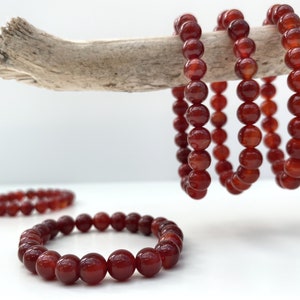 Natural Red Agate Crystal Bead Bracelet | Healing Crystal | Natural Gemstone | Red Agate | Empowerment and Creativity | Boho Jewellery