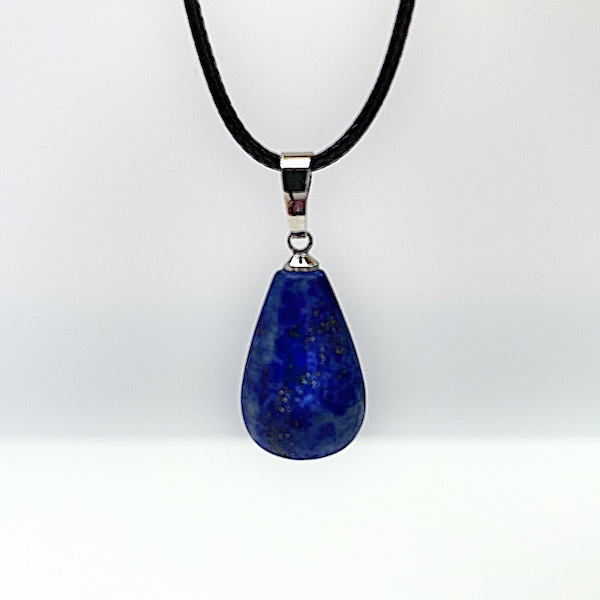 Natural Lapis Lazuli Crystal Teardrop Pendant Necklace | Healing Crystal | Natural Gemstone | Protective and Soothing | Boho Jewellery