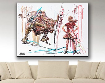 40",Amazing Girl vs bull,Wall Street Bull 3D,Thick Layers bull 3D,Charging Bull,Bull Wall art,Girl vs bull by Anatoli Voznarski