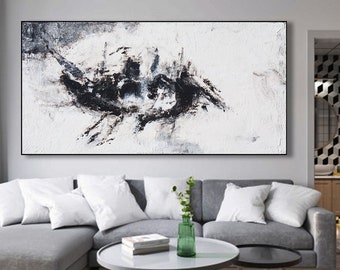 48" B&W Painting,Abstract,Abstract Painting for Living Room,Painting for Office,Unique Texture,Thick Layers,abstract by Anatoli Voznarski