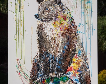 Bear 40,Grizzly Bear Artwork,Signature Grizzly Painting on Canvas,Mixed Bear,wall art bear,painting for office, bear by Anatoli Voznarski