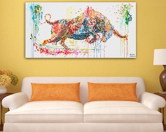 red Bull,Bull,48",Beautiful Red Bull,3D Artwork,Signature Abstract  Painting on Canvas,painting for office,mixed Bull by Anatoli Voznarski