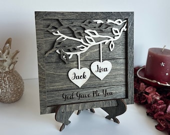 Personalized Wooden Sign, Couples Custom Wood Sign, Valentines Day Gifts, Anniversary Gift for Him, Wedding Gift,  Couples Names Sign