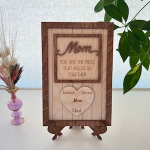 Personalized Family Names Sign, Mothers Day Gift for Mom and Grandma, Mom Puzzle Pieces, Mum Birthday Gift, Grandparents, Gift from Kids