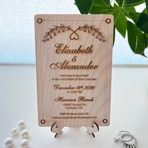 Personalized Wedding Engraved Invitation, Rustic Wooden Wedding Invitation, Wooden Wedding Invitation, Custom Invitation, Wedding Invite