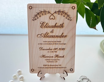 Personalized Wedding Engraved Invitation, Rustic Wooden Wedding Invitation, Wooden Wedding Invitation, Custom Invitation, Wedding Invite