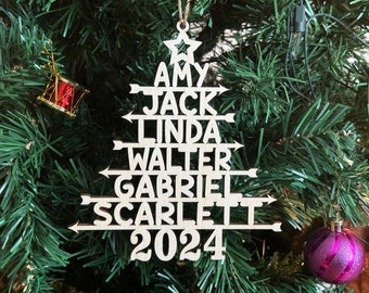 Custom Christmas Tree Ornament with Family Names, Family Names Christmas Ornament, Christmas Tree Name Ornament 2023 Christmas Gifts