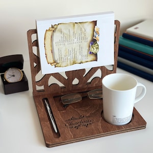 Custom Wood Book Holder, Christmas Gift Book Stand Accessories, Book Lovers Gift, Book Valet, Gift Bookworms, Gift for Mom, Wooden Book Rest