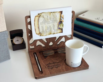 Personalized Wooden Book Stand, Book Valet, Book Holder Stand for Reading, Mom Gift for Mothers Day, Rest For Book Nook, Book End Table Gift