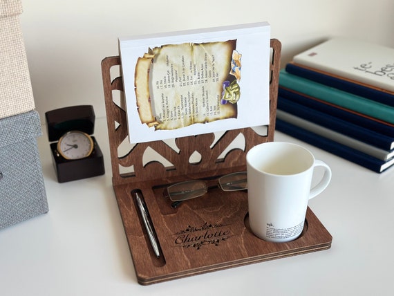 Personalized Wooden Book Stand, Book Valet, Book Holder Stand for Reading, Mom Gift for Mothers Day, Rest For Book Nook, Book End Table Gift