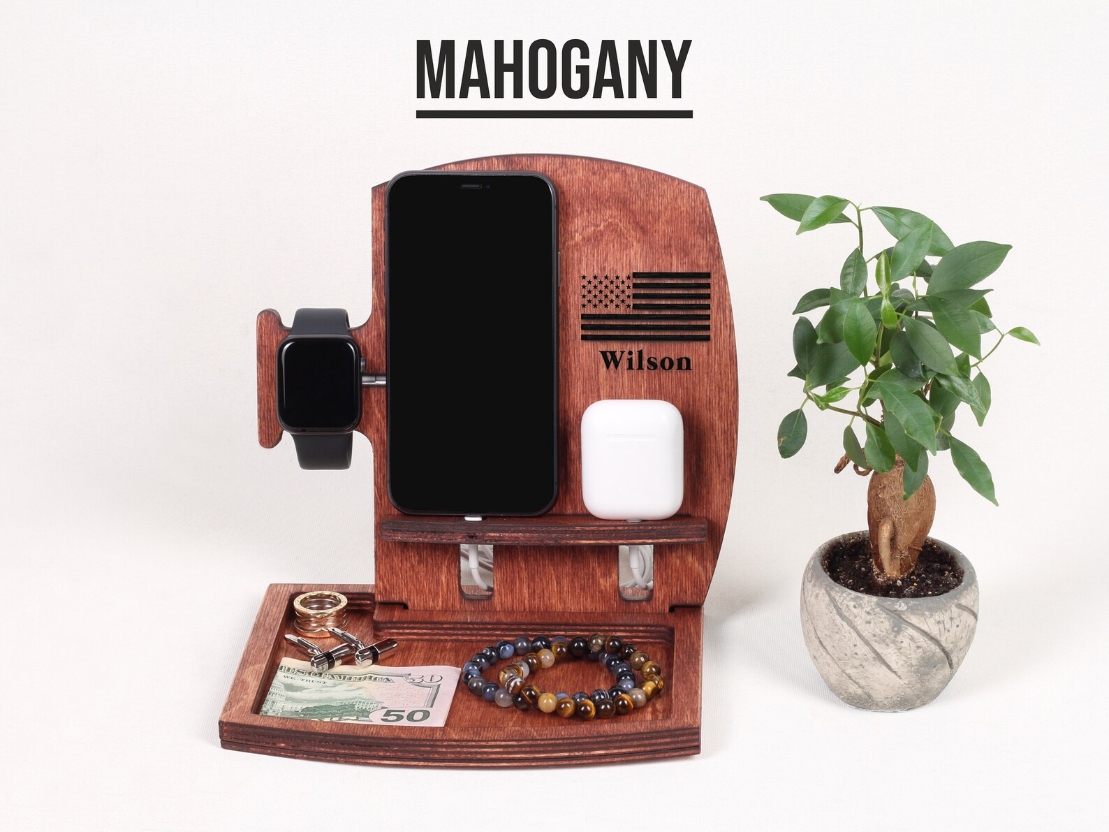 Wooden Charging Station 3 in 1 Charging Station for Multiple Etsy