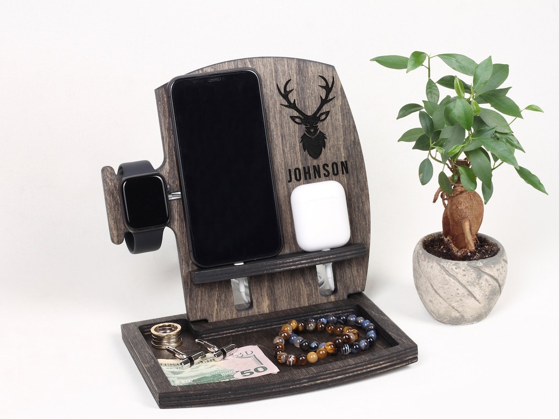Wooden Charging Station 3 in 1 Charging Station for Multiple Etsy