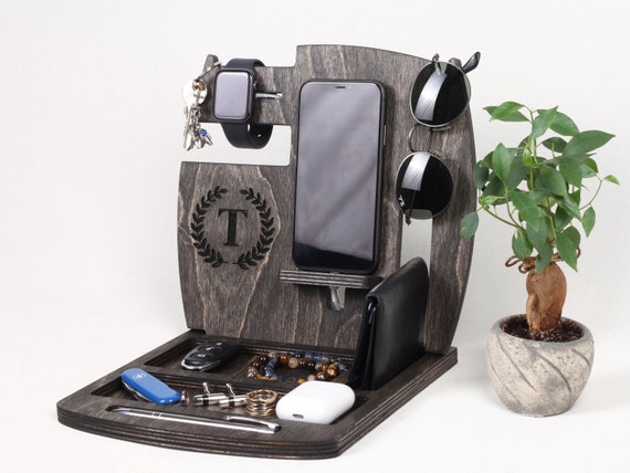 Personalized Docking Station, Wood Docking Station for Men, Christmas Gift, Fathers Day Gift, Custom Men Gifts, Birthday Gift for Husband