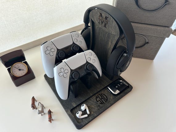 Soporte Para Auriculares Y Mandos Gaming - Organizador De Escritorio Con 4 Ganchos Extraíbles - Compatible Con PS5, Xbox, Switch