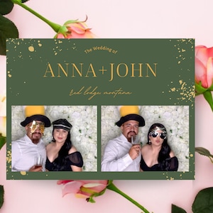 Green Photo Booth Template - Modern Gold Editable Design for Wedding Event