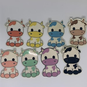 Cute Moo Cow Stickers. 1pk, 4pk or 7pk. *All available in multiple colours*.