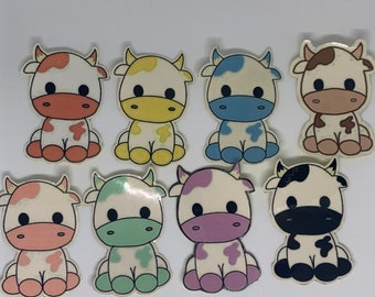 Cute Moo Cow Stickers. 1pk, 4pk or 7pk. *All available in multiple colours*.