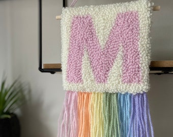 Mini Pastel Rainbow Initial Wall Hanging, Personalised Wall Art, Custom Nursery Decor, Baby Gift, Pastel Nursery Decor, Rainbow Gifts