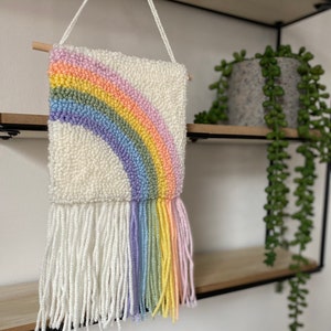 Pastel Rainbow Wall Hanging | Colourful Wall Art | Nursery Decor | Home Accessories | Punch Needle
