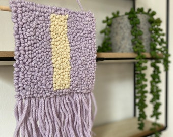 Mini Lavender Initial Wall Hanging | Personalised Wall Art | Custom Nursery Decor | Punch Needle | Scandi Nursery Accessories