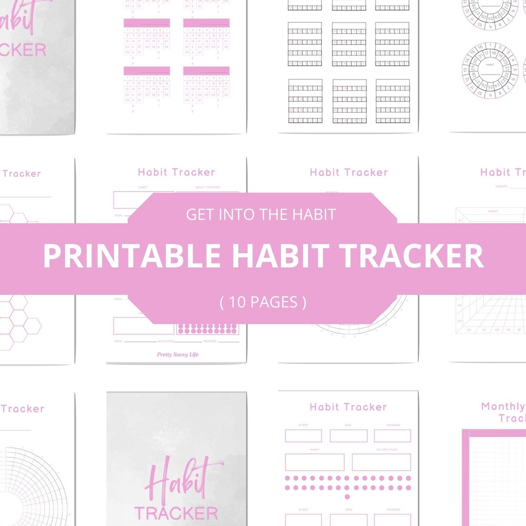 10-page Printable Habit Tracker | Pink Aesthetic Habit Organizer ...
