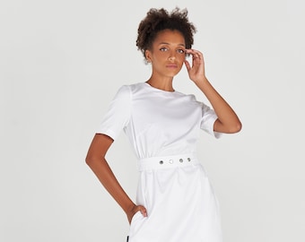 white nurse scrub dress